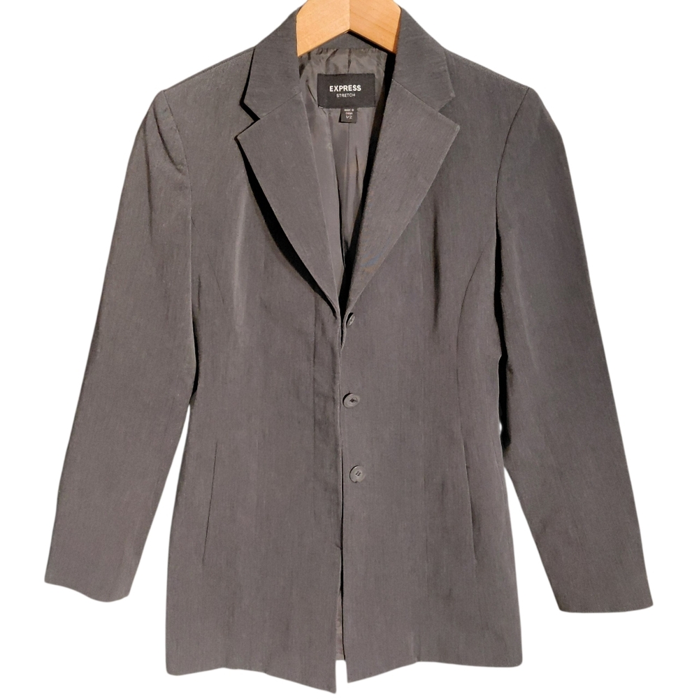Express Stretch Concealed Button Blazer - image 2